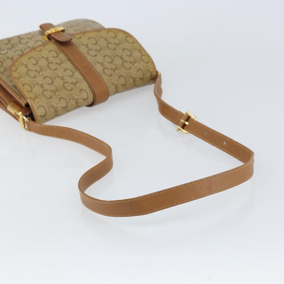 CELINE C Sulky Horse Carriage Shoulder Bag PVC Beige Gold Auth 159376