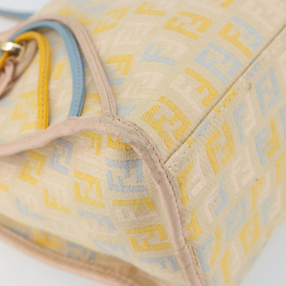 FENDI Zucchino Canvas Hand Bag Multicolor Gold Auth 159377