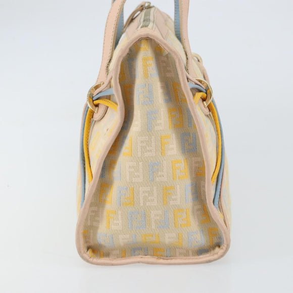 FENDI Zucchino Canvas Hand Bag Multicolor Gold Auth 159377