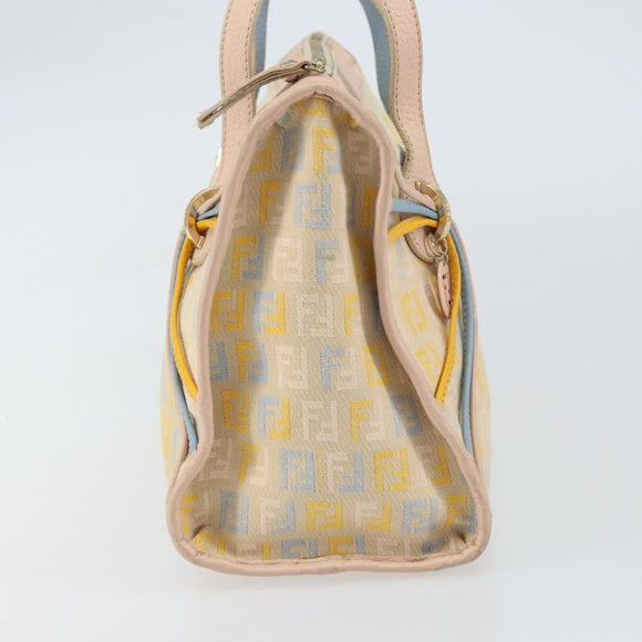 FENDI Zucchino Canvas Hand Bag Multicolor Gold Auth 159377