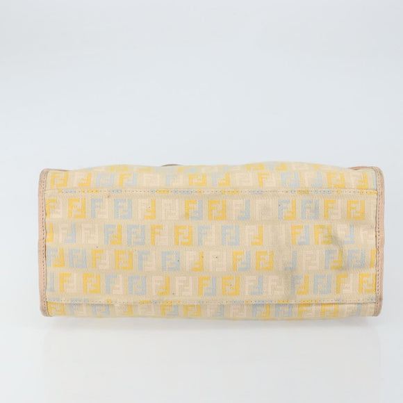 FENDI Zucchino Canvas Hand Bag Multicolor Gold Auth 159377