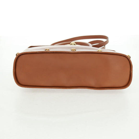 Salvatore Ferragamo Hand Bag Leather 2way Brown Gold Auth 159378