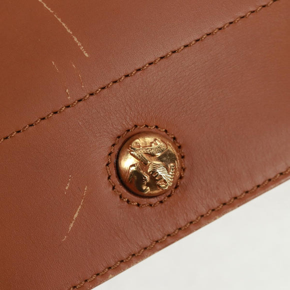 Salvatore Ferragamo Hand Bag Leather 2way Brown Gold Auth 159378