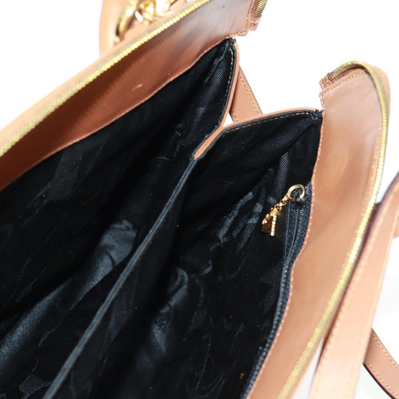 Salvatore Ferragamo Hand Bag Leather 2way Brown Gold Auth 159378