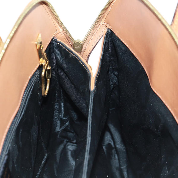 Salvatore Ferragamo Hand Bag Leather 2way Brown Gold Auth 159378