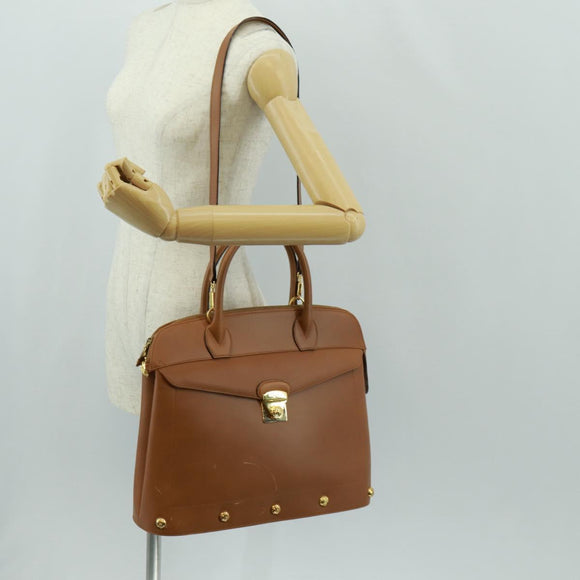 Salvatore Ferragamo Hand Bag Leather 2way Brown Gold Auth 159378