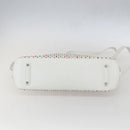 Salvatore Ferragamo Gancini Hand Bag Leather 2way White Silver Auth 159380-11