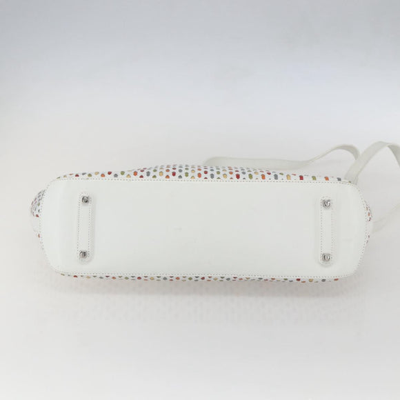 Salvatore Ferragamo Gancini Hand Bag Leather 2way White Silver Auth 159380
