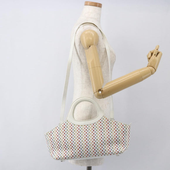 Salvatore Ferragamo Gancini Hand Bag Leather 2way White Silver Auth 159380