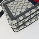 GUCCI GG Supreme Sherry Line Shoulder Bag PVC Navy Gold 010 378 Auth 159381-14