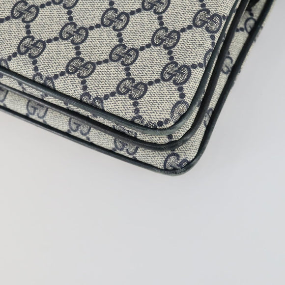 GUCCI GG Supreme Sherry Line Shoulder Bag PVC Navy Gold 010 378 Auth 159381