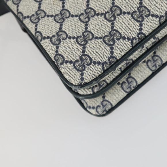 GUCCI GG Supreme Sherry Line Shoulder Bag PVC Navy Gold 010 378 Auth 159381