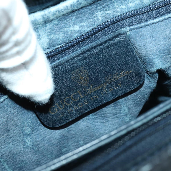 GUCCI GG Supreme Sherry Line Shoulder Bag PVC Navy Gold 010 378 Auth 159381