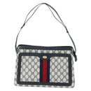 GUCCI GG Supreme Sherry Line Shoulder Bag PVC Navy Gold 010 378 Auth 159381-13