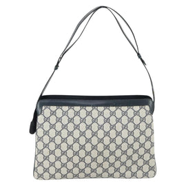 GUCCI GG Supreme Sherry Line Shoulder Bag PVC Navy Gold 010 378 Auth 159381 - 0