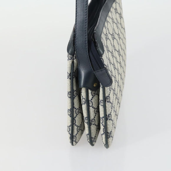 GUCCI GG Supreme Sherry Line Shoulder Bag PVC Navy Gold 010 378 Auth 159381