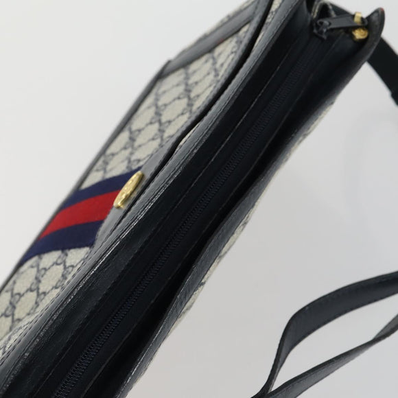 GUCCI GG Supreme Sherry Line Shoulder Bag PVC Navy Gold 010 378 Auth 159381