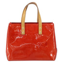 LOUIS VUITTON Monogram Vernis Reade PM Hand Bag Red Rouge M91088 LV Auth 159382-13