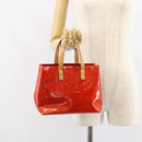 LOUIS VUITTON Monogram Vernis Reade PM Hand Bag Red Rouge M91088 LV Auth 159382-23