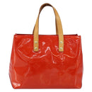 LOUIS VUITTON Monogram Vernis Reade PM Hand Bag Red Rouge M91088 LV Auth 159382-2