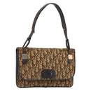 Christian Dior Trotter Canvas Shoulder Bag Beige Gold Auth 159384-1