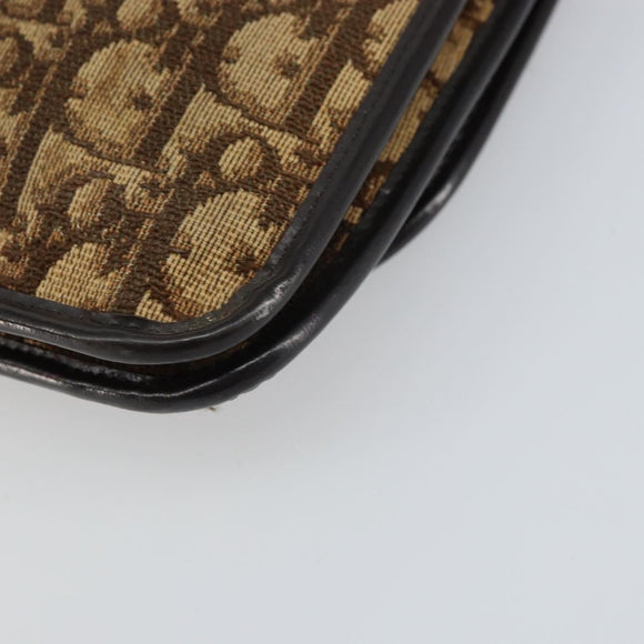 Christian Dior Trotter Canvas Shoulder Bag Beige Gold Auth 159384