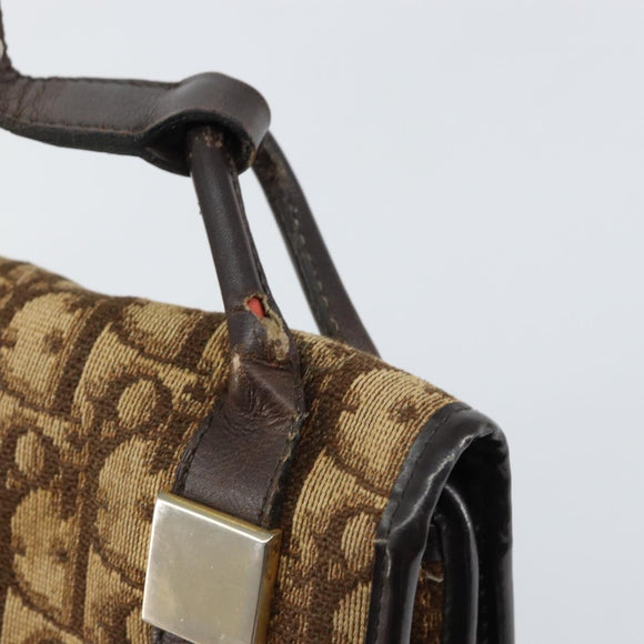 Christian Dior Trotter Canvas Shoulder Bag Beige Gold Auth 159384