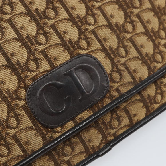 Christian Dior Trotter Canvas Shoulder Bag Beige Gold Auth 159384