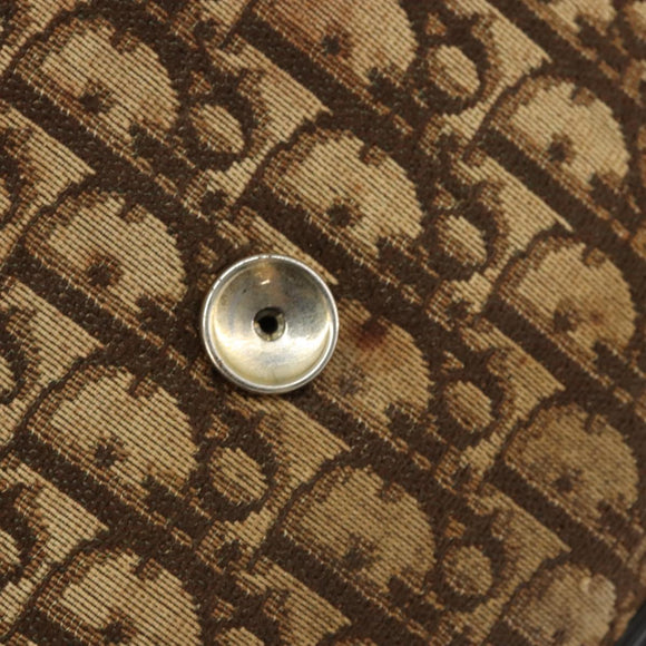 Christian Dior Trotter Canvas Shoulder Bag Beige Gold Auth 159384