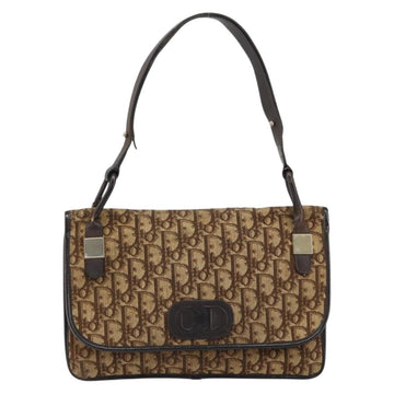 Christian Dior Trotter Canvas Shoulder Bag Beige Gold Auth 159384 - 0