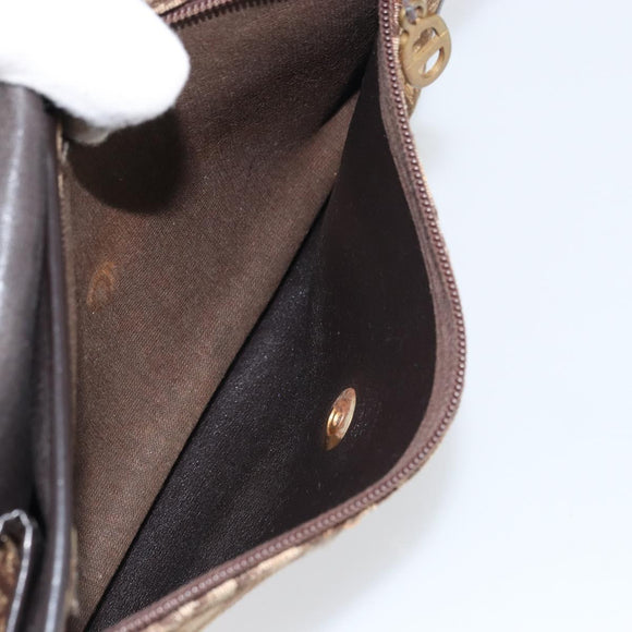 Christian Dior Trotter Canvas Shoulder Bag Beige Gold Auth 159384