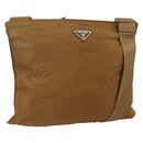 PRADA Shoulder Bag Nylon Brown Silver Auth 159385-1