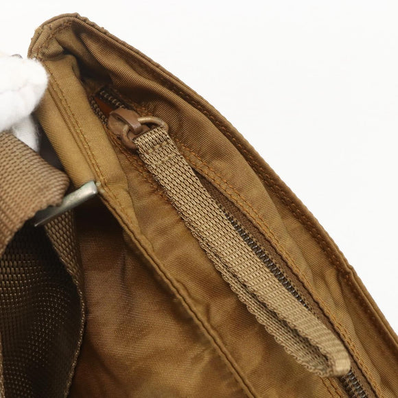 PRADA Shoulder Bag Nylon Brown Silver Auth 159385