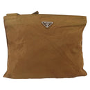 PRADA Shoulder Bag Nylon Brown Silver Auth 159385-13