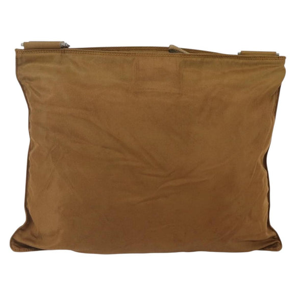 PRADA Shoulder Bag Nylon Brown Silver Auth 159385