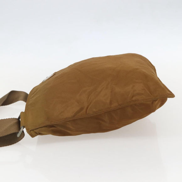 PRADA Shoulder Bag Nylon Brown Silver Auth 159385