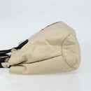 Salvatore Ferragamo Vala Hand Bag Nylon Beige Silver Auth 159394-4