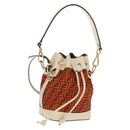 FENDI Zucchino Canvas Mini Montrezor Hand Bag 2way Orange Gold Auth 159396V-1