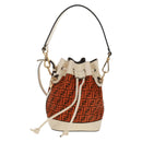 FENDI Zucchino Canvas Mini Montrezor Hand Bag 2way Orange Gold Auth 159396V-13