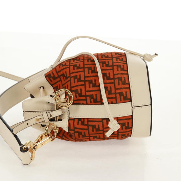 FENDI Zucchino Canvas Mini Montrezor Hand Bag 2way Orange Gold Auth 159396V