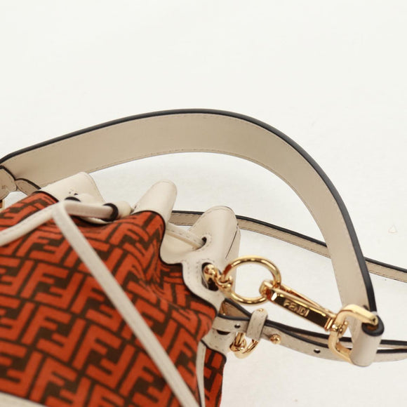 FENDI Zucchino Canvas Mini Montrezor Hand Bag 2way Orange Gold Auth 159396V