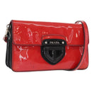 PRADA Shoulder Bag Enamel 2way Red Silver Auth 159397-1