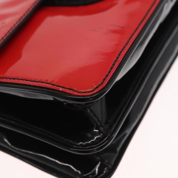 PRADA Shoulder Bag Enamel 2way Red Silver Auth 159397