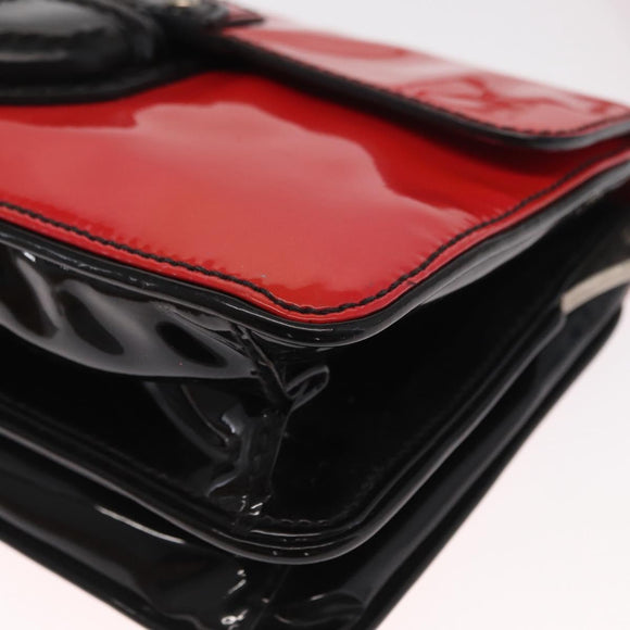 PRADA Shoulder Bag Enamel 2way Red Silver Auth 159397