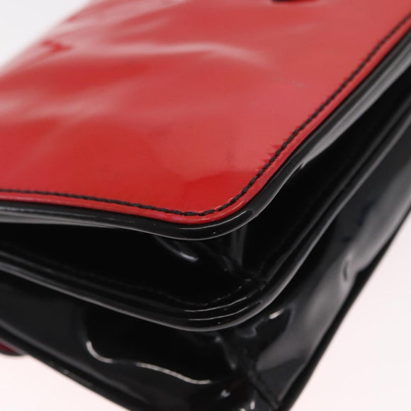 PRADA Shoulder Bag Enamel 2way Red Silver Auth 159397