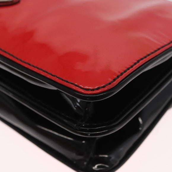 PRADA Shoulder Bag Enamel 2way Red Silver Auth 159397