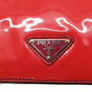 PRADA Shoulder Bag Enamel 2way Red Silver Auth 159397-14