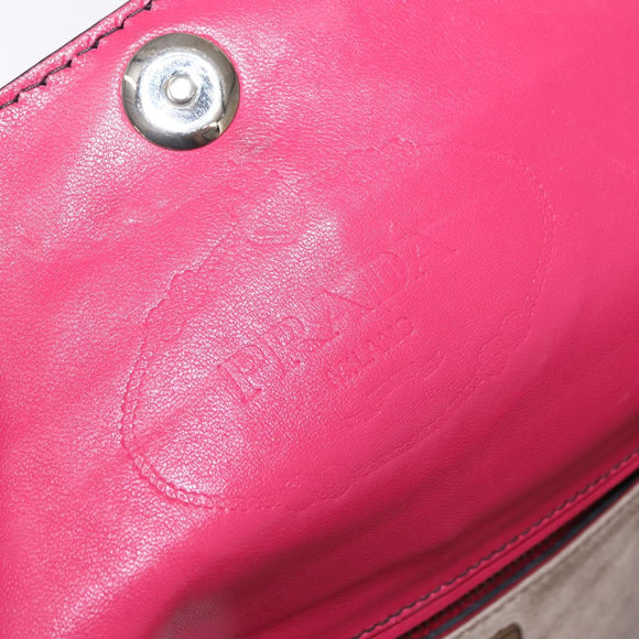 PRADA Shoulder Bag Enamel 2way Red Silver Auth 159397