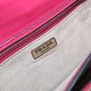 PRADA Shoulder Bag Enamel 2way Red Silver Auth 159397-18