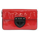 PRADA Shoulder Bag Enamel 2way Red Silver Auth 159397-2